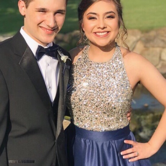 Navy & Silver Prom Dress - Picture 2 of 7